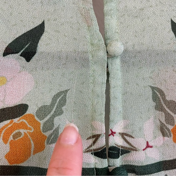 Blnk London Botanical Sage Balloon Sleeves Miranda Peasant Blouse Size Small - Picture 13 of 16